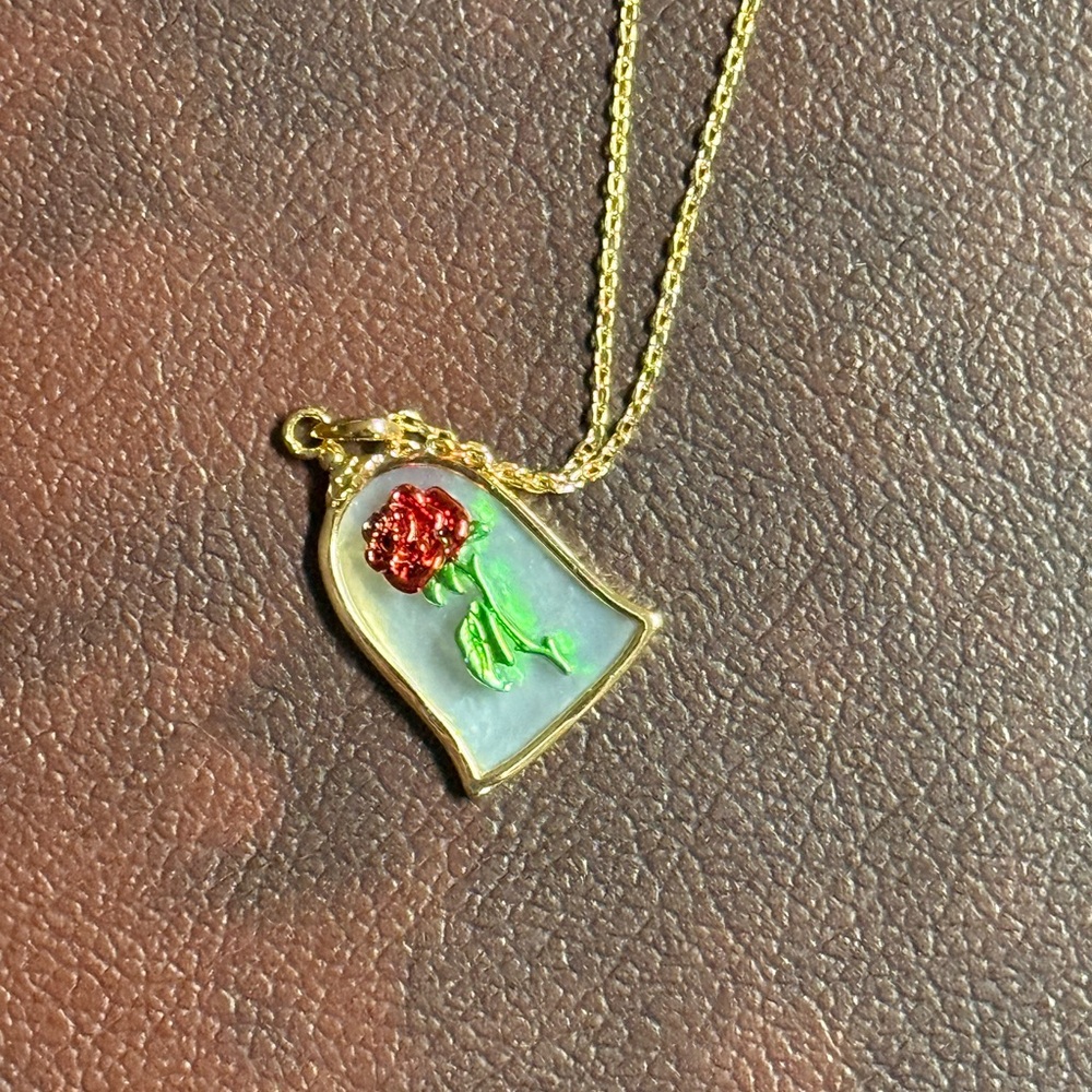 Gold and Red Ladybug Necklace with Enamel Charm